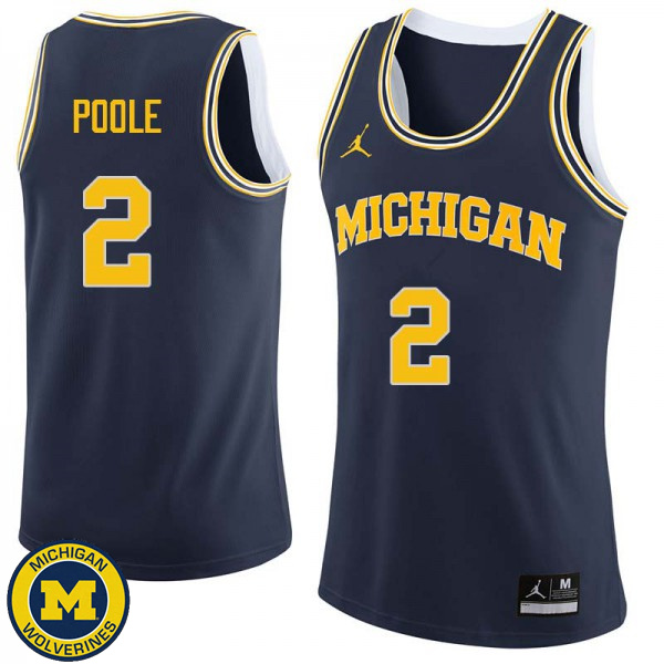 Mens Michigan Wolverines #2 Jordan Poole Navy High School Basketball Jersey